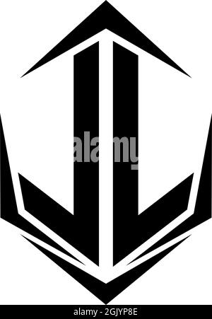 Initial LL logo design with Shield style, Logo business branding. Stock Vector