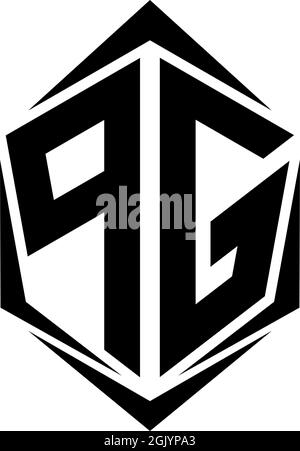 Initial PG logo design with Shield style, Logo business branding. Stock Vector