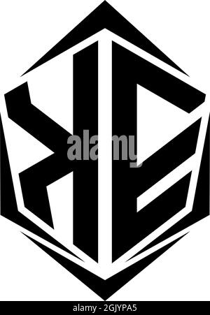 Initial KE logo design with Shield style, Logo business branding. Stock Vector