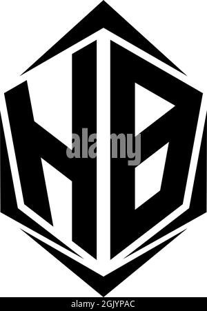 Initial HB logo design with Shield style, Logo business branding. Stock Vector