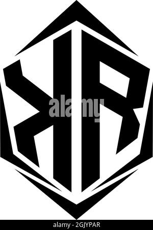 Initial KR logo design with Shield style, Logo business branding. Stock Vector