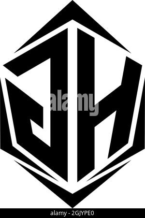Initial GH logo design with Shield style, Logo business branding. Stock Vector