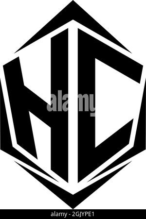 Initial HC logo design with Shield style, Logo business branding. Stock Vector