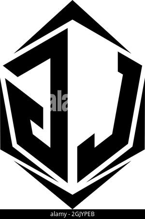 Initial GJ logo design with Shield style, Logo business branding. Stock Vector