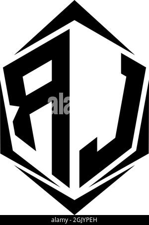 Initial RJ logo design with Shield style, Logo business branding. Stock Vector