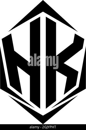 Initial HK logo design with Shield style, Logo business branding. Stock Vector