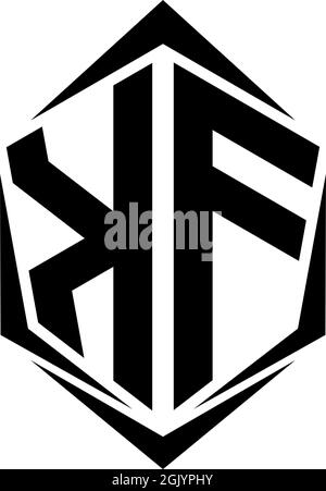 Initial KF logo design with Shield style, Logo business branding. Stock Vector