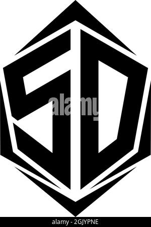 Initial SD logo design with Shield style, Logo business branding. Stock Vector