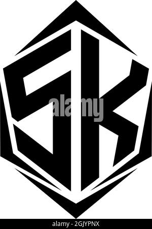Initial SK logo design with Shield style, Logo business branding. Stock Vector