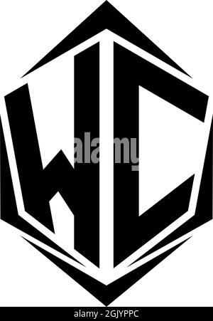 Initial WC logo design with Shield style, Logo business branding. Stock Vector