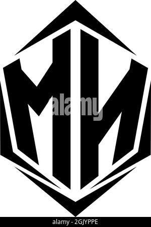 Initial MN logo design with Shield style, Logo business branding. Stock Vector