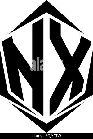 Initial NX logo design with Shield style, Logo business branding. Stock Vector