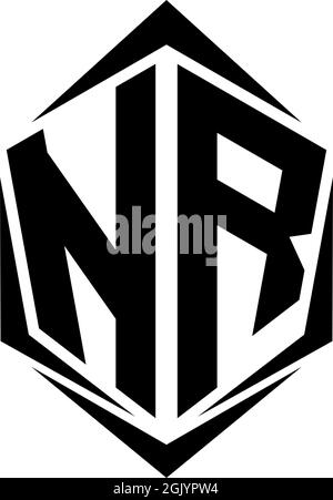 Initial NR logo design with Shield style, Logo business branding. Stock Vector