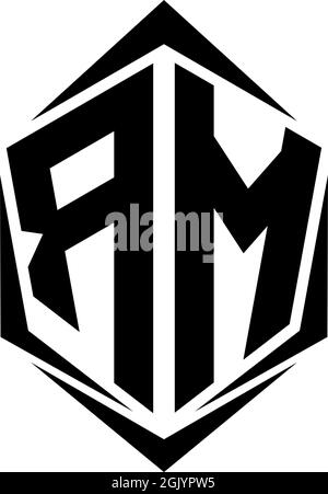 Initial RM logo design with Shield style, Logo business branding. Stock Vector