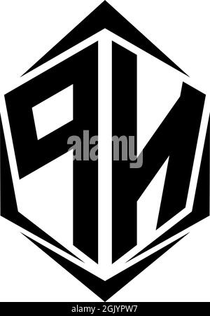 Initial PN logo design with Shield style, Logo business branding. Stock Vector
