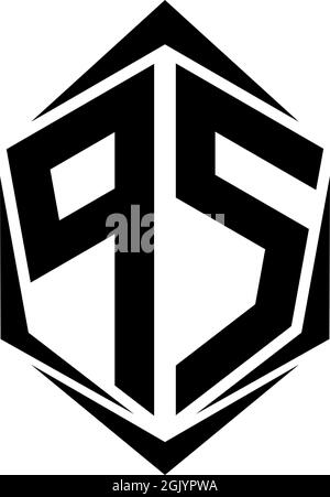 Initial PS logo design with Shield style, Logo business branding. Stock Vector