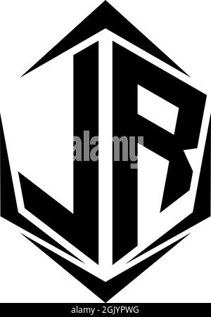 Initial LR logo design with Shield style, Logo business branding. Stock Vector