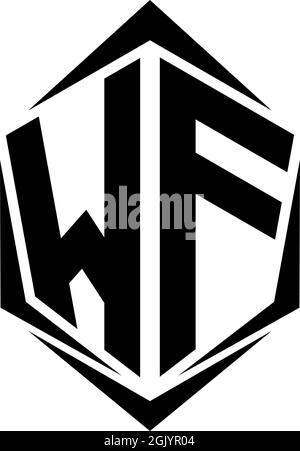 Initial WF logo design with Shield style, Logo business branding. Stock Vector
