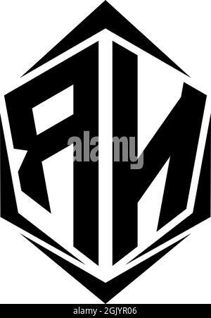 Initial RN logo design with Shield style, Logo business branding. Stock Vector
