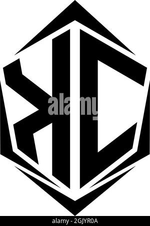Initial KC logo design with Shield style, Logo business branding. Stock Vector