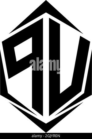 Initial PV logo design with Shield style, Logo business branding. Stock Vector