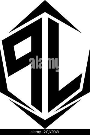 Initial PL logo design with Shield style, Logo business branding. Stock Vector