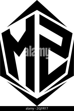 Initial MZ logo design with Shield style, Logo business branding. Stock Vector