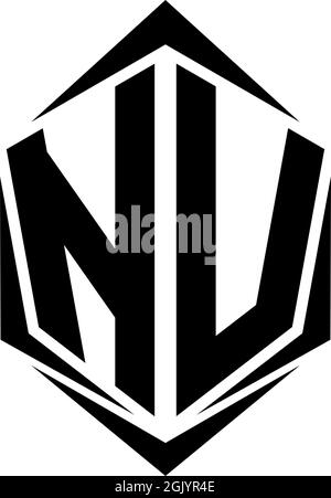 Initial NV logo design with Shield style, Logo business branding. Stock Vector