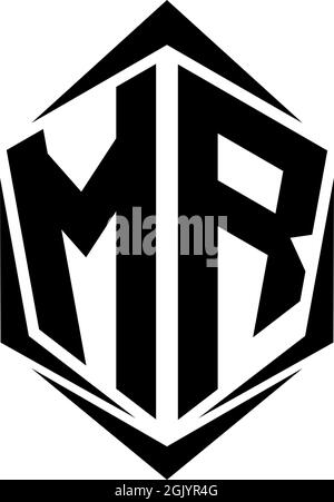Initial MR logo design with Shield style, Logo business branding. Stock Vector