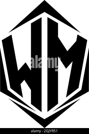 Initial WM logo design with Shield style, Logo business branding. Stock Vector