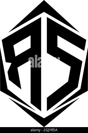Initial RS logo design with Shield style, Logo business branding. Stock Vector
