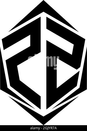 Initial ZZ logo design with Shield style, Logo business branding. Stock Vector