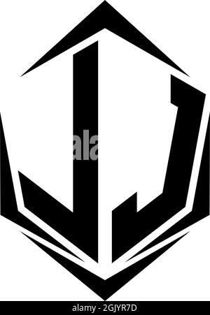 Initial LJ logo design with Shield style, Logo business branding. Stock Vector