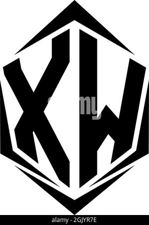 Initial XW logo design with Shield style, Logo business branding. Stock Vector