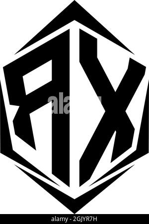 Initial RX logo design with Shield style, Logo business branding. Stock Vector