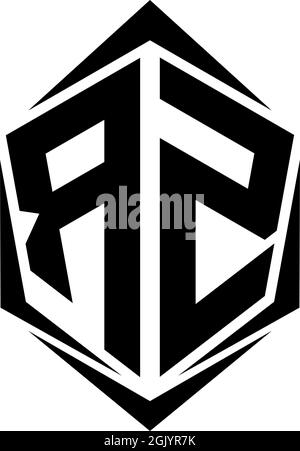 Initial RZ logo design with Shield style, Logo business branding. Stock Vector