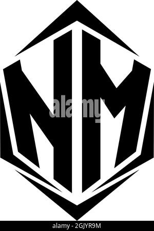 Initial NM logo design with Shield style, Logo business branding. Stock Vector