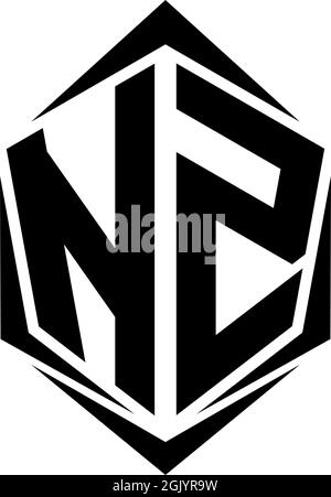 Initial NZ logo design with Shield style, Logo business branding. Stock Vector