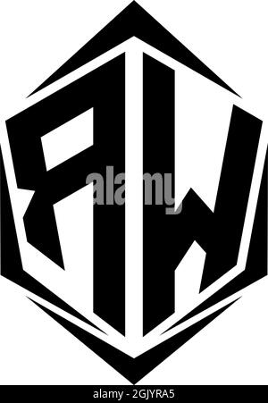Initial RW logo design with Shield style, Logo business branding. Stock Vector