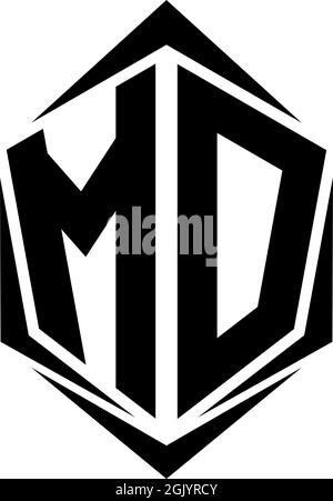 Initial MD logo design with Shield style, Logo business branding. Stock Vector