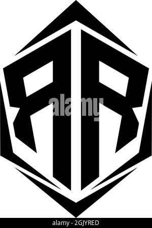 Initial RR logo design with Shield style, Logo business branding. Stock Vector