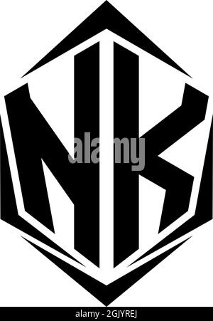 Initial NK logo design with Shield style, Logo business branding. Stock Vector