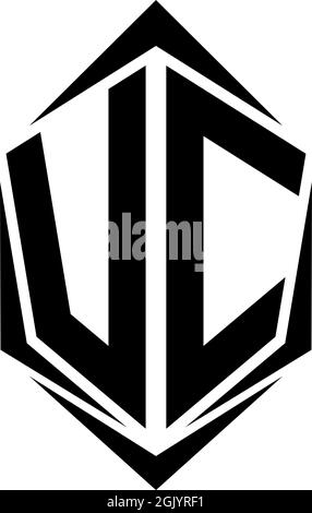 Initial VC logo design with Shield style, Logo business branding. Stock Vector