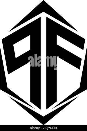 Initial PF logo design with Shield style, Logo business branding. Stock Vector
