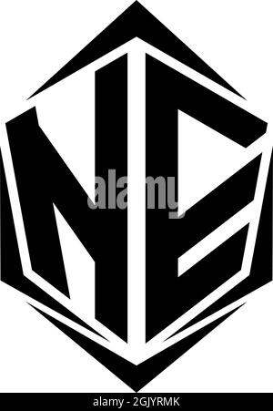 Initial NE logo design with Shield style, Logo business branding. Stock Vector