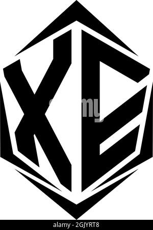 Initial XE logo design with Shield style, Logo business branding. Stock Vector