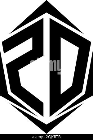 Initial ZD logo design with Shield style, Logo business branding. Stock Vector