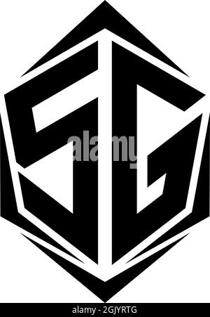 Initial SG logo design with Shield style, Logo business branding. Stock Vector