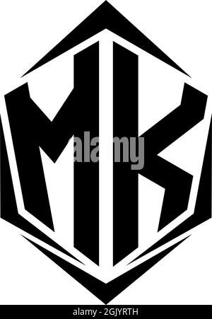 Initial MK logo design with Shield style, Logo business branding. Stock Vector