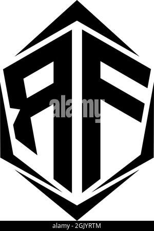 Initial RF logo design with Shield style, Logo business branding. Stock Vector